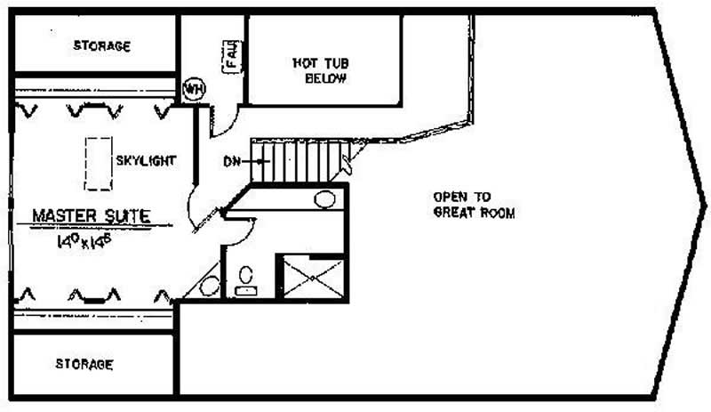 Floor Plan Second Story of Vacation Homes Plan #145-1906