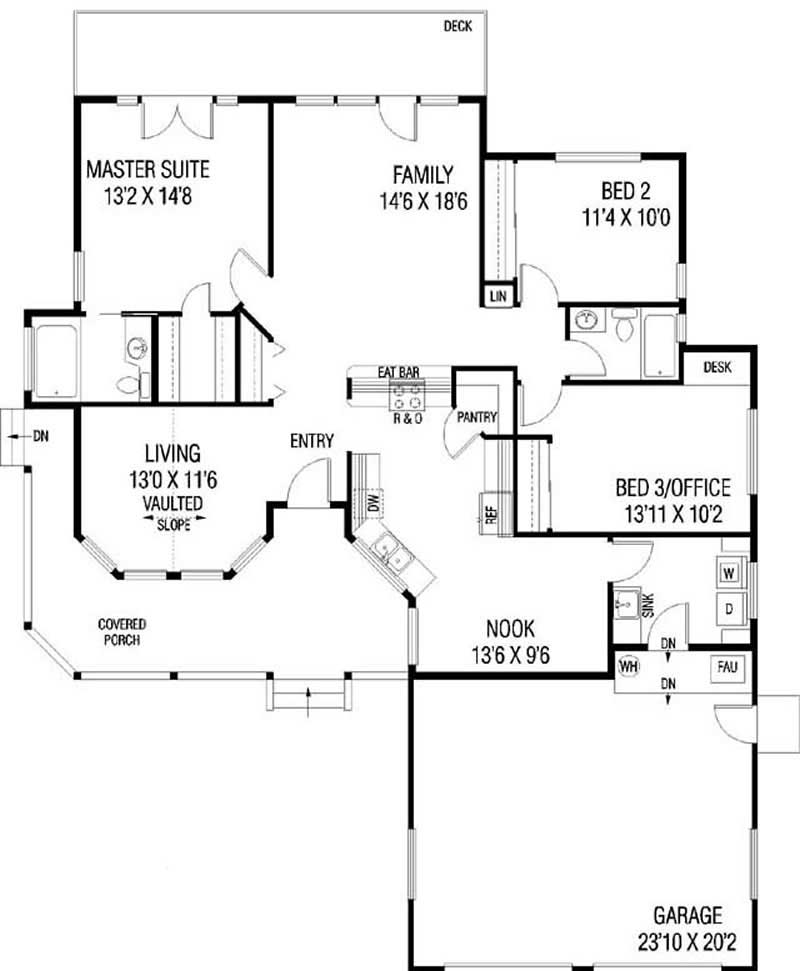 Floor Plan First Story of Country Plan #145-1908