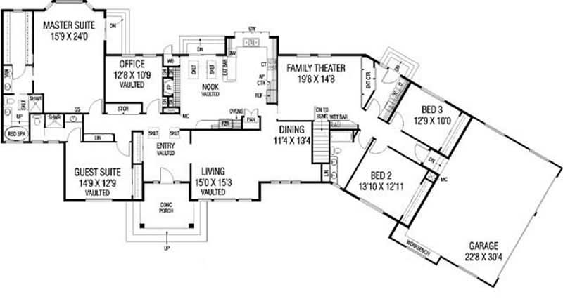 Floor Plan First Story of Contemporary Plan #145-1909