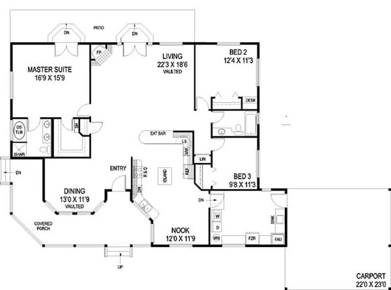 Floor Plan First Story of Ranch Plan #145-1911
