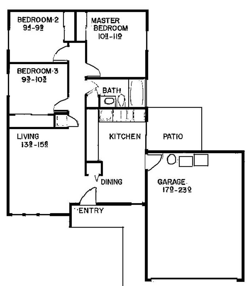 Floor Plan First Story of Small House Plans #145-1914