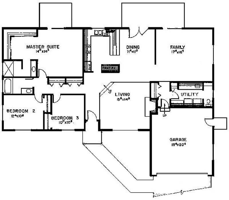 Floor Plan First Story of Ranch Plan #145-1917