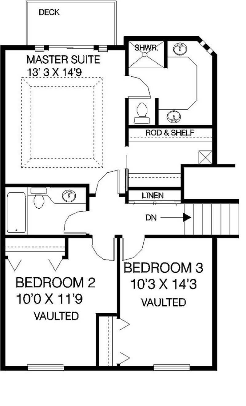 Floor Plan Second Story of Contemporary Plan #145-1918
