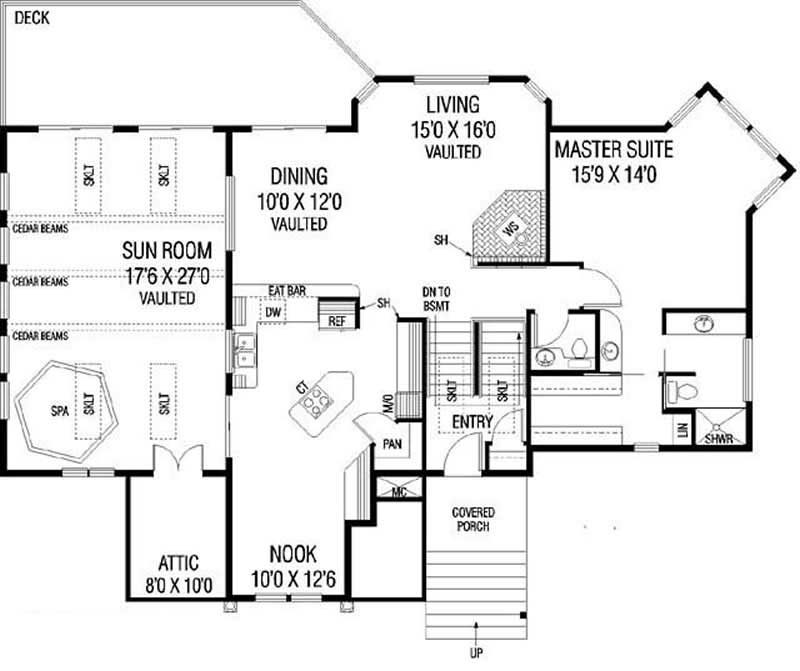 Floor Plan First Story of Contemporary Plan #145-1919