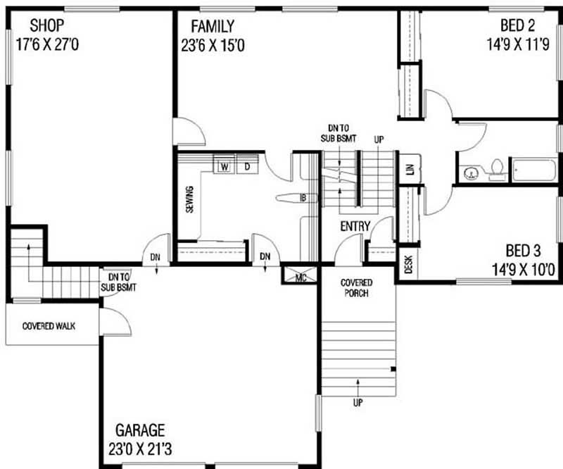 Floor Plan Basement of Contemporary Plan #145-1919