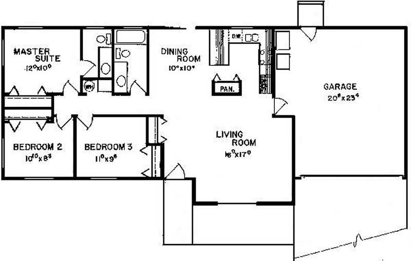 Floor Plan First Story of Small House Plans #145-1925