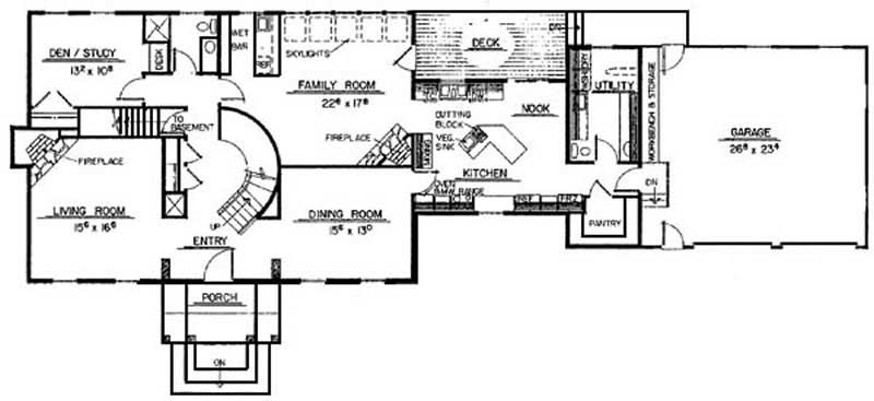 Floor Plan First Story of Contemporary Plan #145-1926
