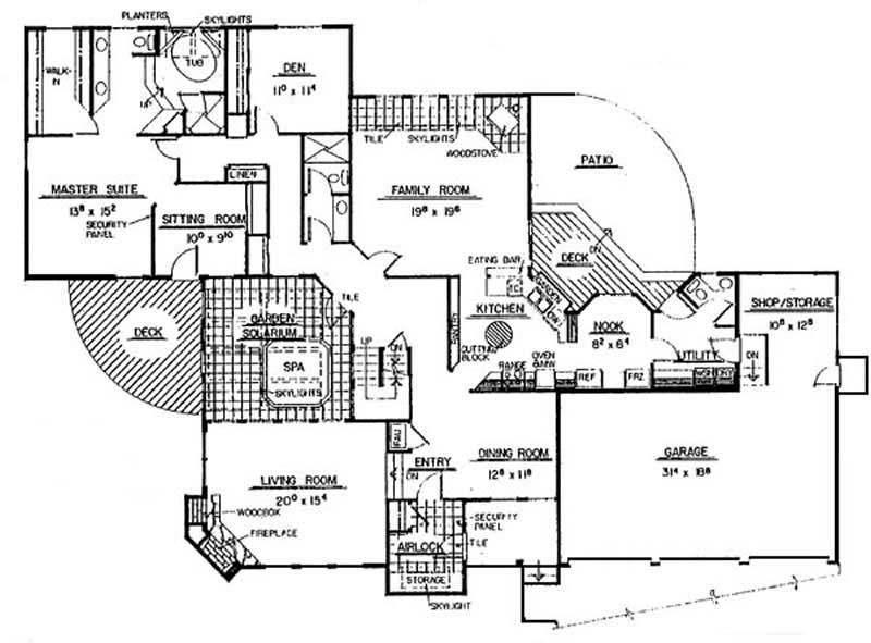 Floor Plan First Story of Contemporary Plan #145-1927