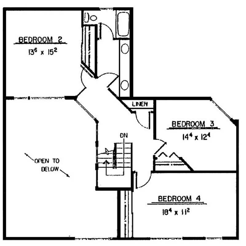 Floor Plan Second Story of Contemporary Plan #145-1927