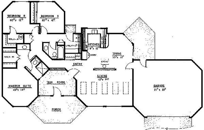 Floor Plan First Story of Small House Plans #145-1928