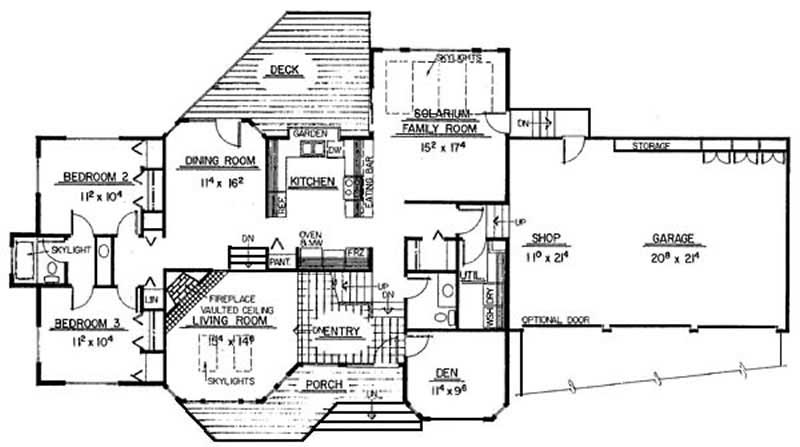 Floor Plan First Story of Contemporary Plan #145-1929