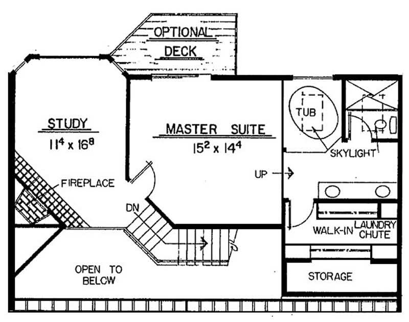 Floor Plan Second Story of Contemporary Plan #145-1929