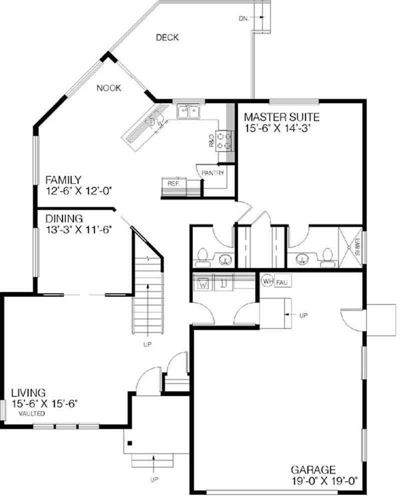 Floor Plan First Story of Traditional Plan #145-1930