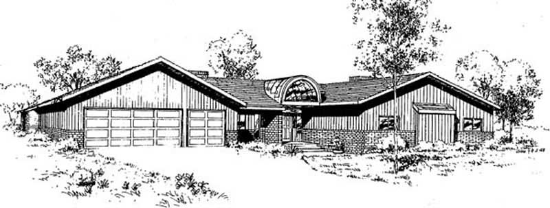 Front view of Contemporary home (ThePlanCollection: House Plan #145-1934)