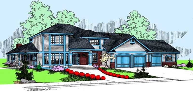 Front view of Contemporary home (ThePlanCollection: House Plan #145-1935)