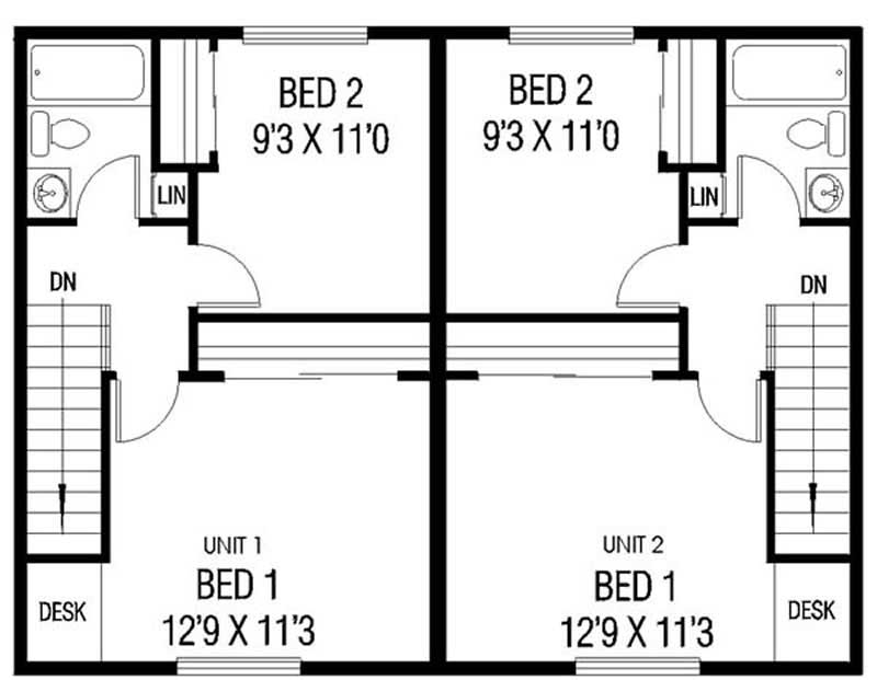 Floor Plan Second Story of Plan #145-1936