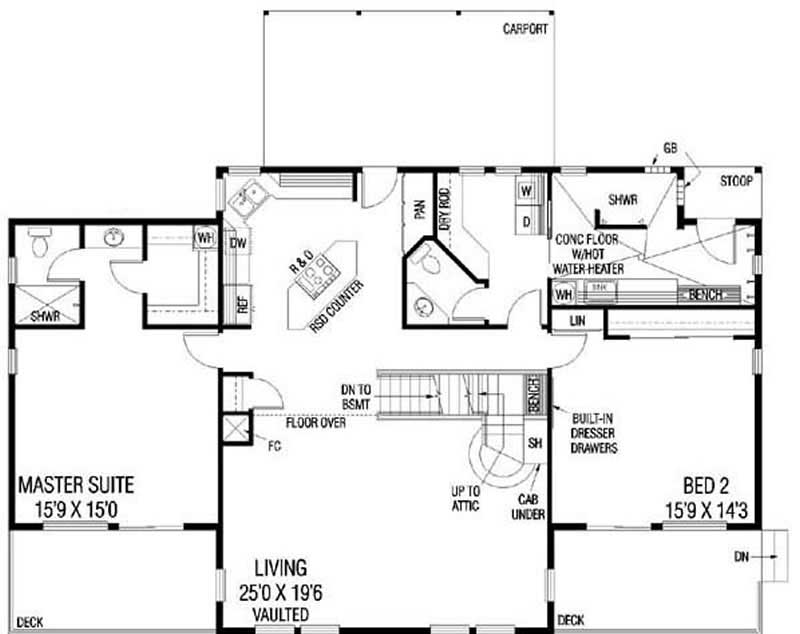Floor Plan First Story of Log Cabin Plan #145-1938