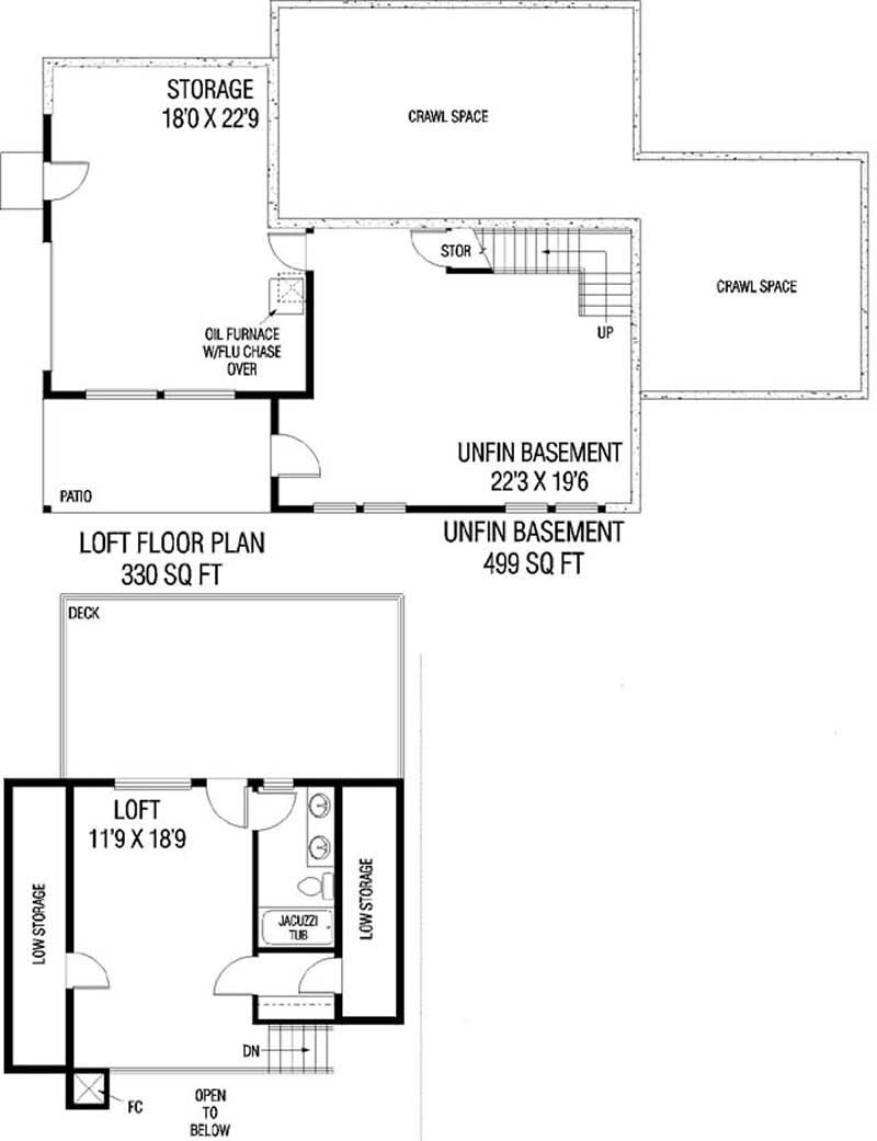 Floor Plan Second Story of Log Cabin Plan #145-1938