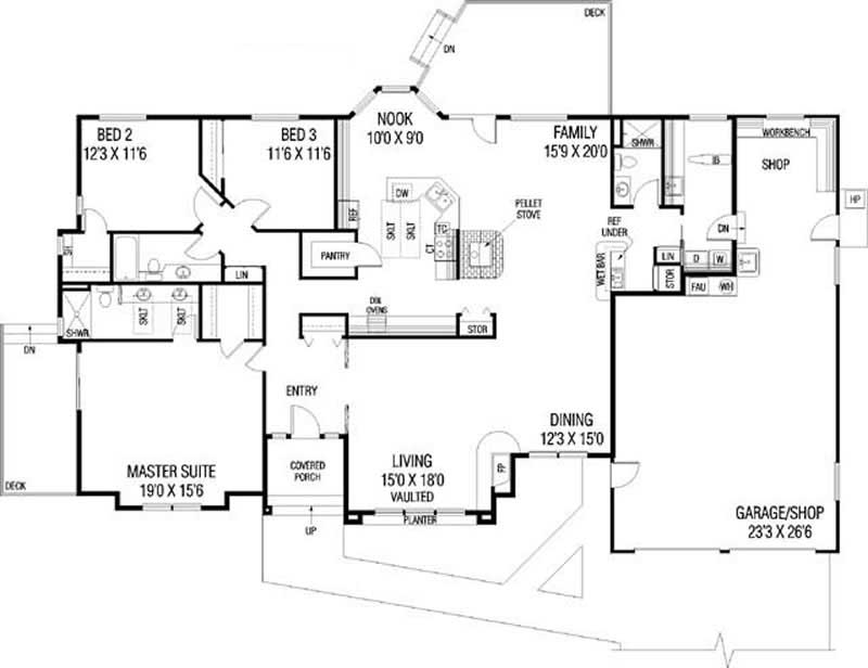 Floor Plan First Story of Contemporary Plan #145-1939