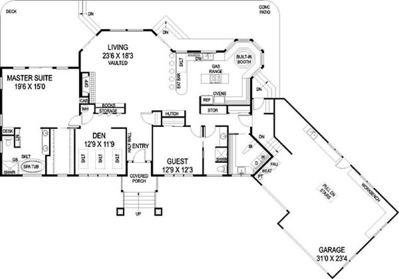 Floor Plan First Story of Contemporary Plan #145-1940