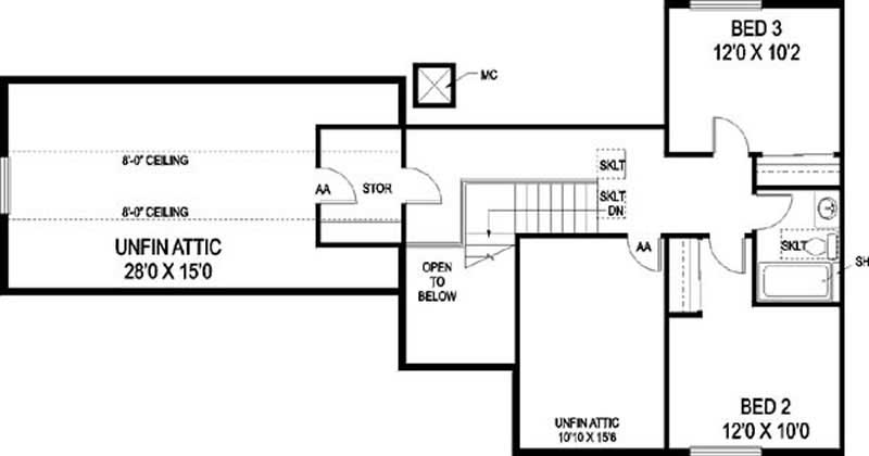 Floor Plan Second Story of Ranch Plan #145-1941
