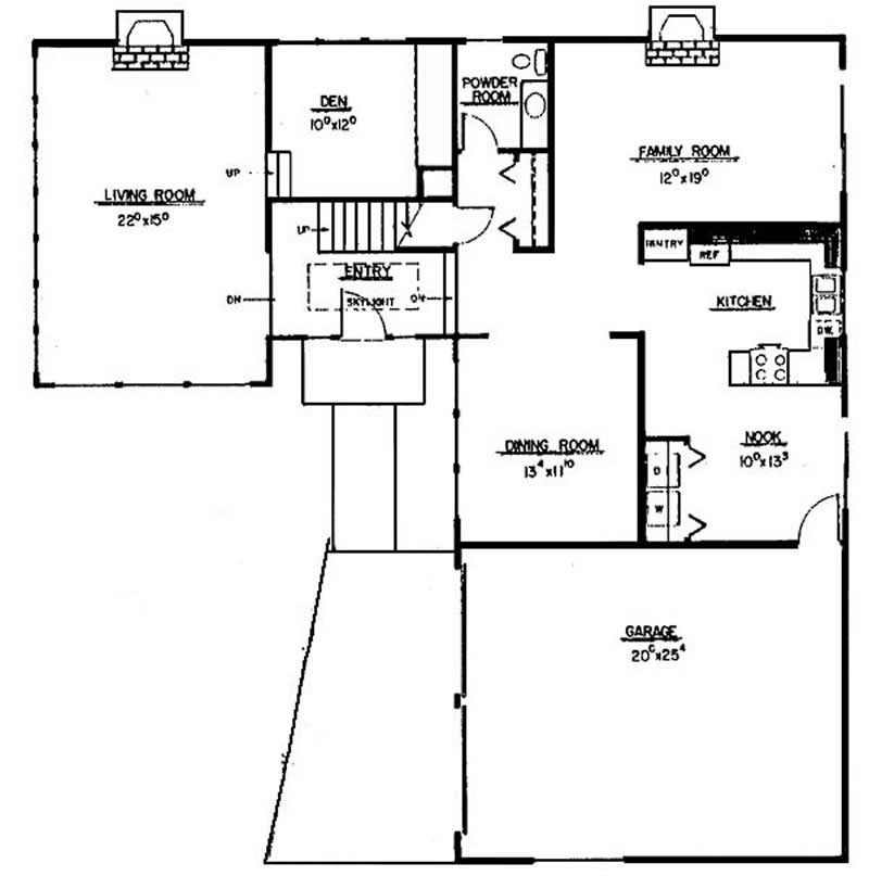 Floor Plan First Story of Contemporary Plan #145-1942