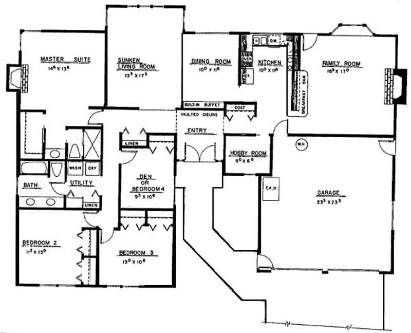 Floor Plan First Story of Contemporary Plan #145-1943
