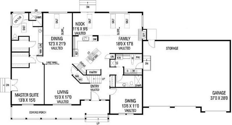 Floor Plan First Story of Country Plan #145-1944