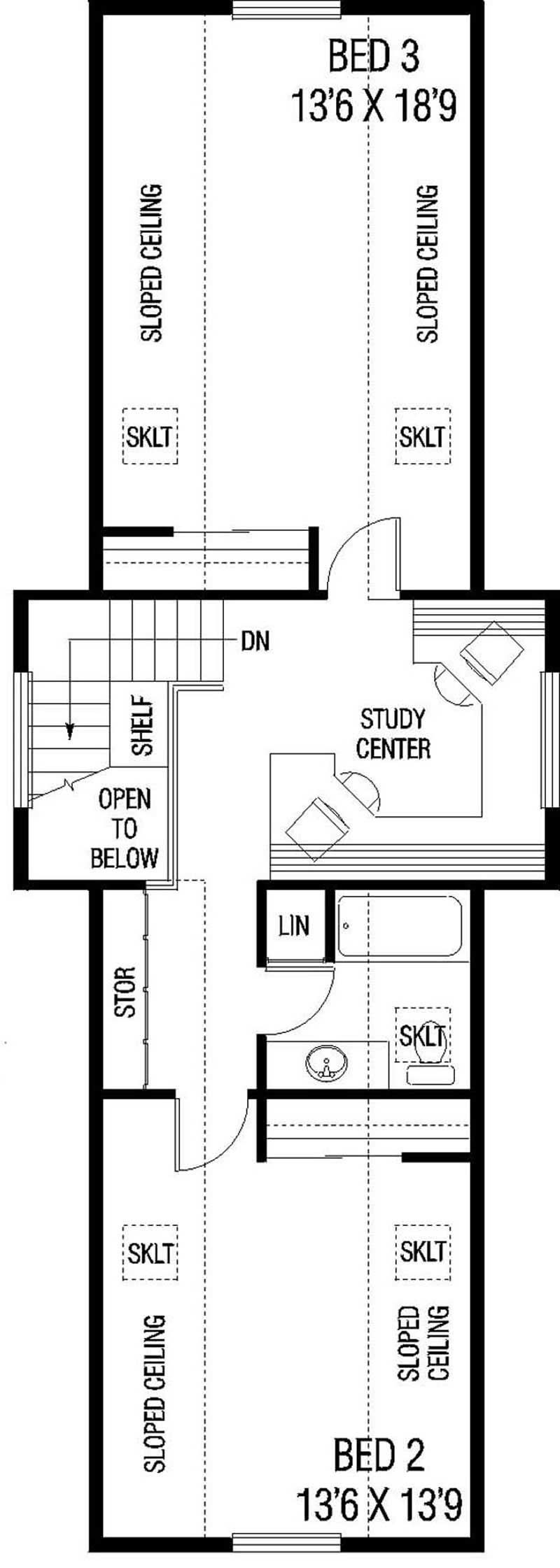 Floor Plan Second Story of Country Plan #145-1945