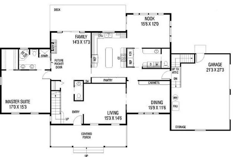 Floor Plan First Story of Country Plan #145-1946