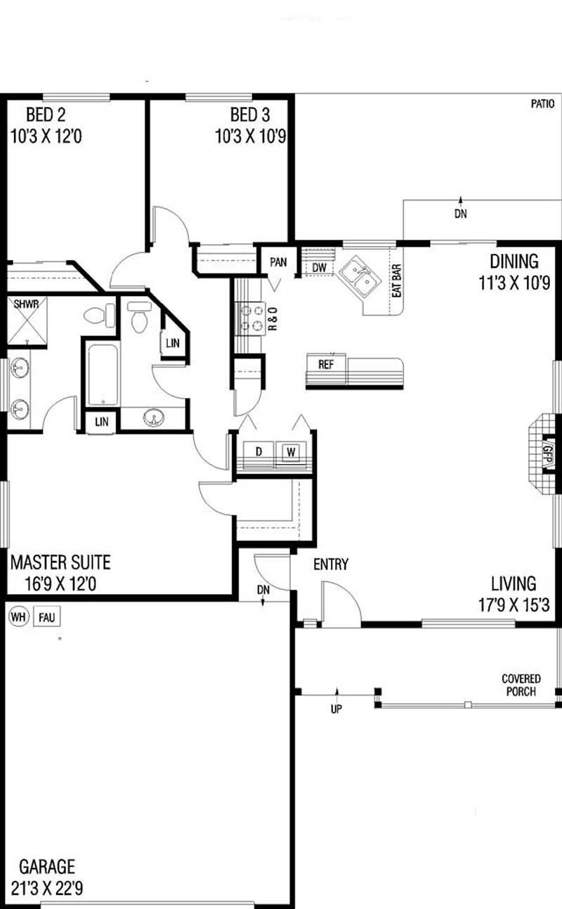 Floor Plan First Story of Country Plan #145-1947