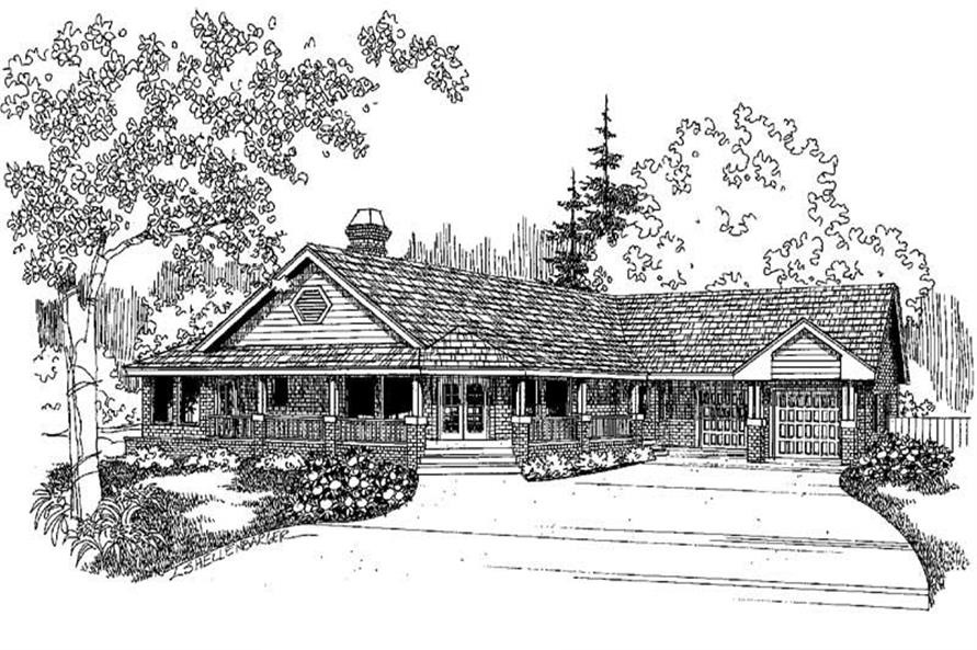 Home Plan Front Elevation of this 2-Bedroom,1556 Sq Ft Plan -145-1948