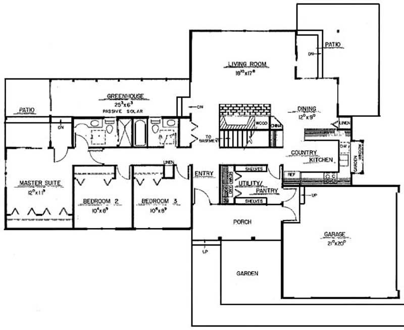 Floor Plan First Story of Contemporary Plan #145-1953