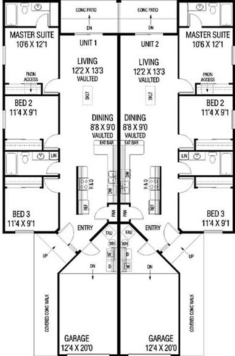 Floor Plan First Story of Multi-Unit Plan #145-1955