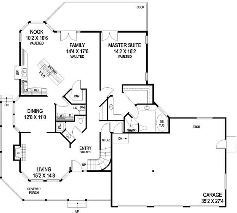 Floor Plan First Story of Ranch Plan #145-1957