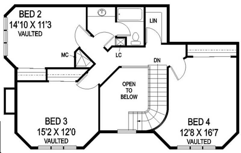 Floor Plan Second Story of Ranch Plan #145-1957