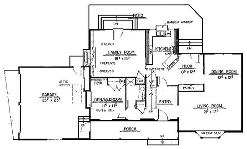 Floor Plan First Story of Ranch Plan #145-1958