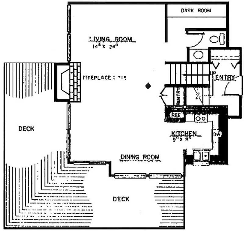 Floor Plan Second Story of Contemporary Plan #145-1959