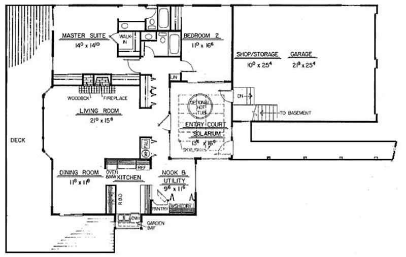 Floor Plan First Story of Ranch Plan #145-1960