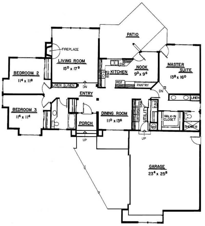 Floor Plan First Story of Contemporary Plan #145-1964