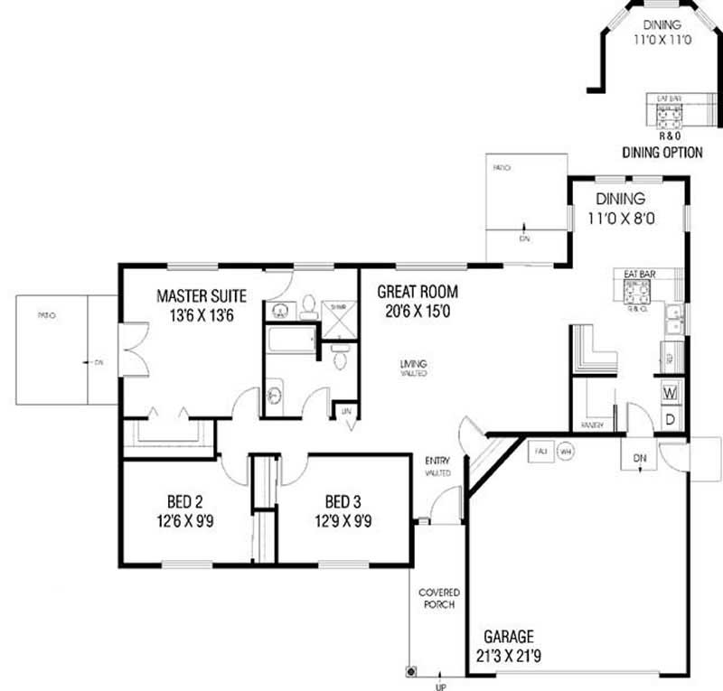 Floor Plan First Story of Contemporary Plan #145-1967