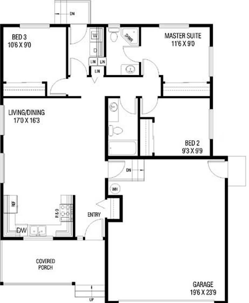 Floor Plan First Story of Craftsman Plan #145-1968