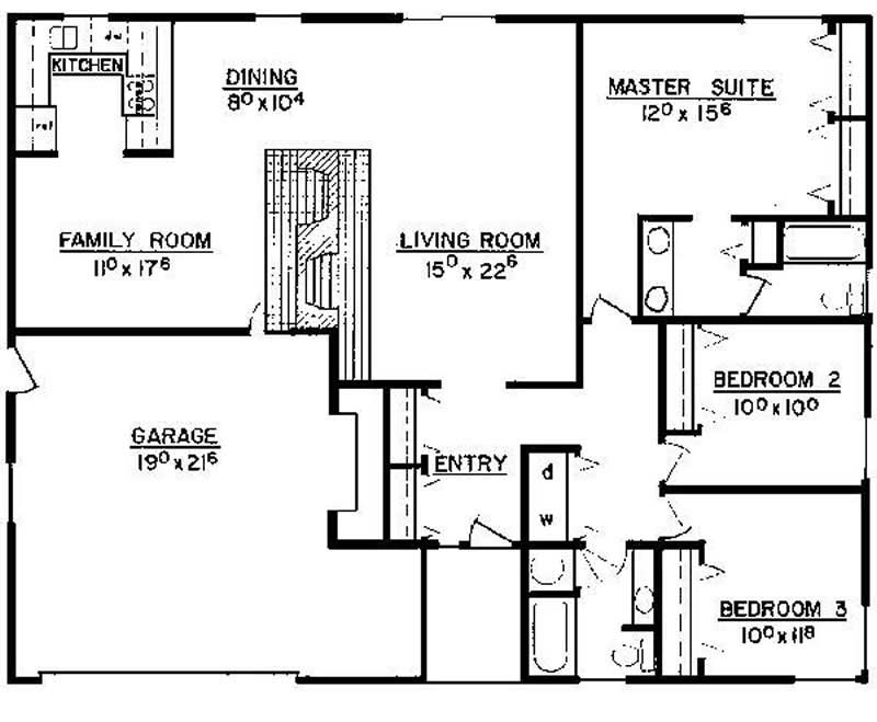 Floor Plan First Story of Small House Plans #145-1970