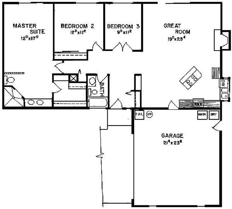 Floor Plan First Story of Small House Plans #145-1971