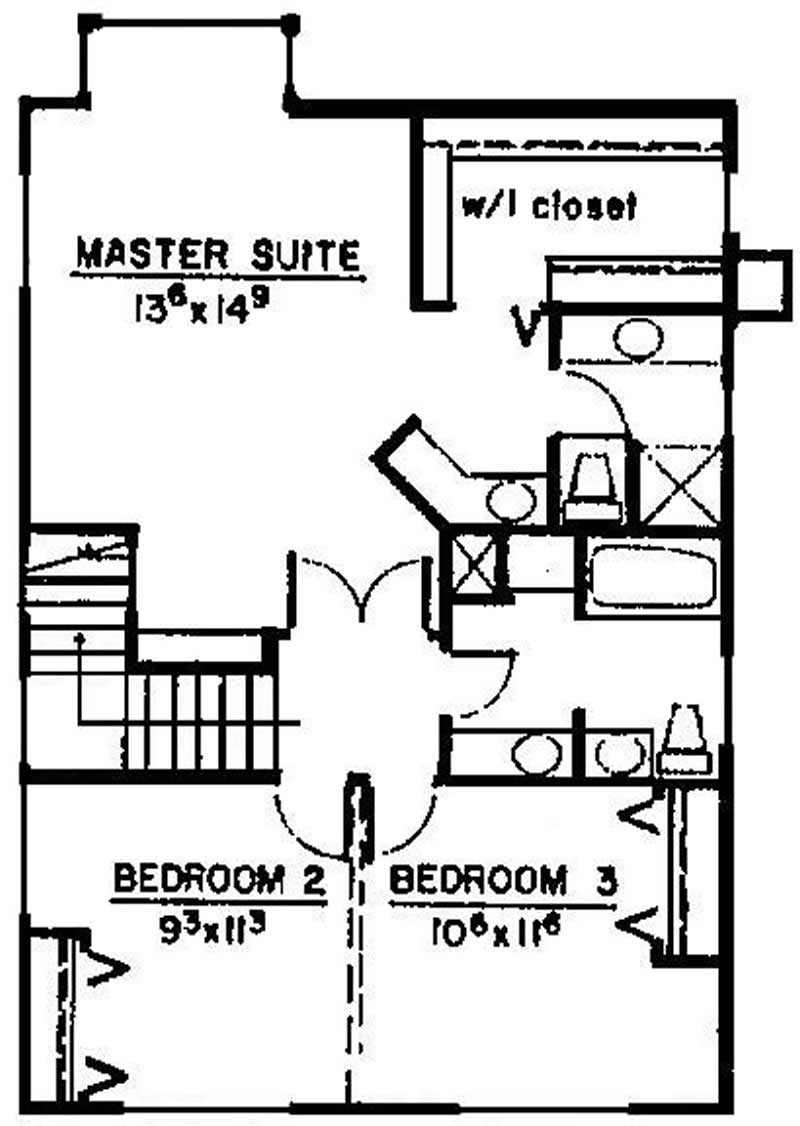 Floor Plan Second Story of Traditional Plan #145-1973