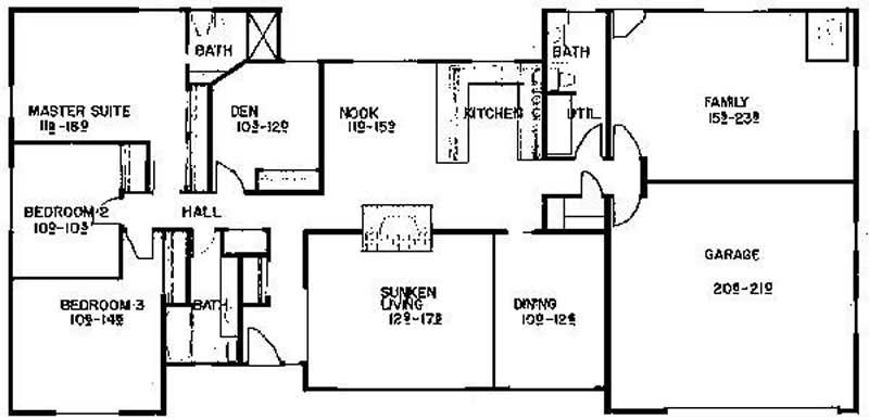 Floor Plan First Story of Country Plan #145-1975