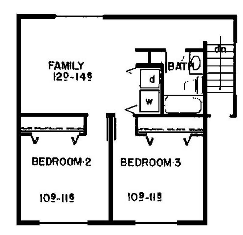 Floor Plan Second Story of Contemporary Plan #145-1977