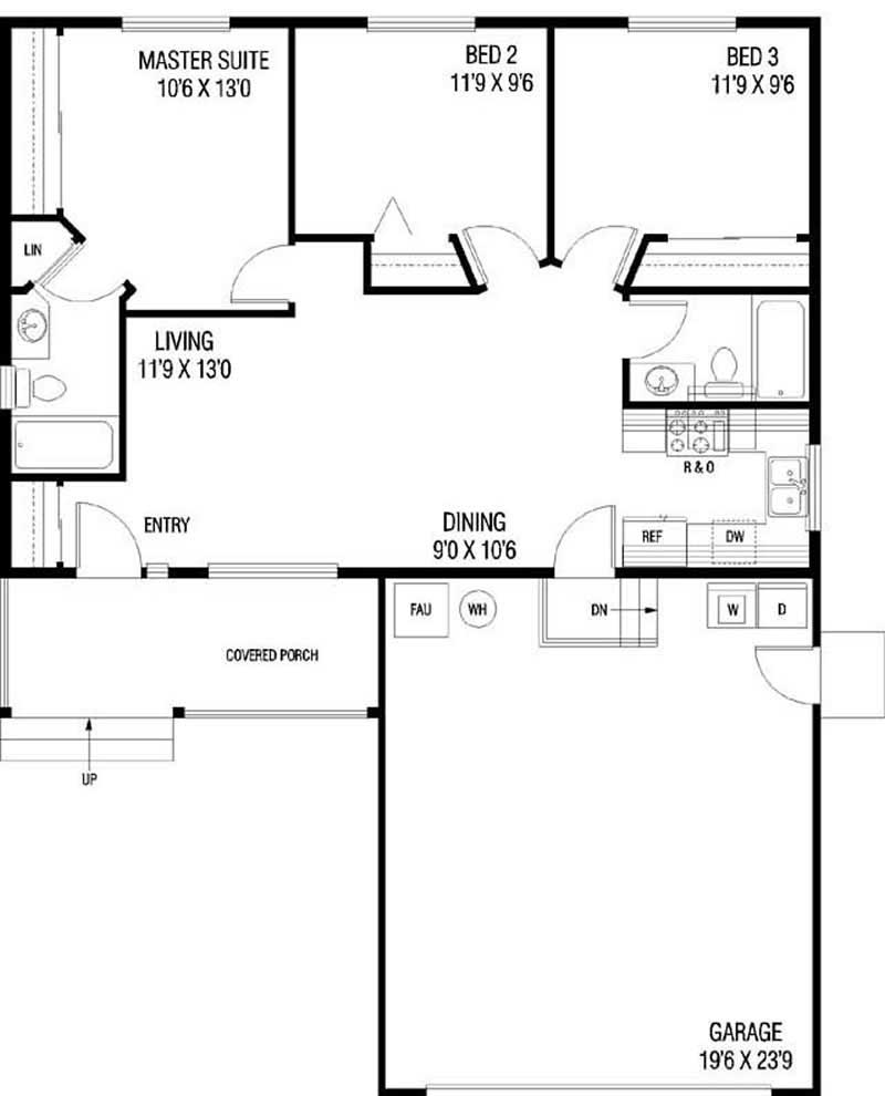 Floor Plan First Story of Country Plan #145-1978