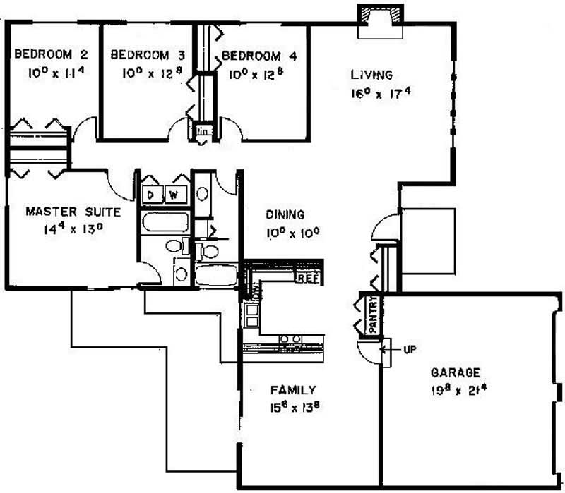 Floor Plan First Story of Small House Plans #145-1979