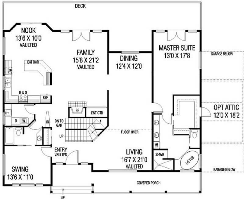 Floor Plan First Story of Country Plan #145-1980